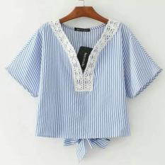 Vshop91jkt - Blouse Yovie Stripe Blouse Salur Wanita Atasan Wanita Baju Kaos Wanita blouse Renda Blouse garis Kaos salur Tshirt Salur