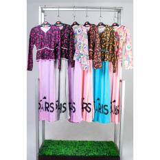 Gamis Wanita Maxi Lengan Panjang Motif Paris Vsyen 3542- Rajut + Hyget
