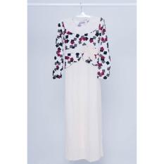Gamis Wanita Maxi Lengan Panjang Flower Ribbon Vsyen 3595 -Two Tone + Brokat + Hyget