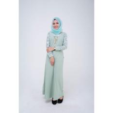 Gamis Maxi Lengan Panjang Kain Polos Vsyen 3754 -Kain Sheer + Cover Bunga