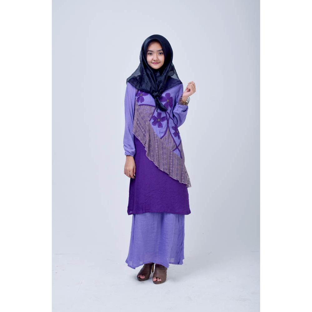 Vsyen Long Dress Gamis Maxi Lengan Panjang Wanita Rajut Batik Flower 2705- Katun Silky Halus