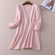 Kemeja Sederhana Warna Solid Rok Kaos Perempuan Setengah Panjang Model (Merah muda) baju wanita baju atasan kemeja wanita blouse wanita