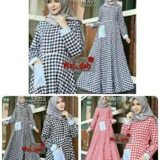 Wanda Square Maxi Dress/Gamis Kotak Kotak/Longdress Maxi Katun/Dress Muslim Katun Kotak/Gamis Katun