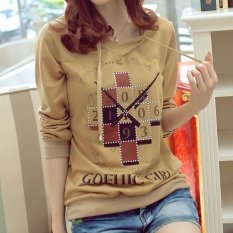 Wanita Fashion Wanita Baju Olahraga Sportsweater Hoodie Lengan Panjang Sweatshirts (Dril)