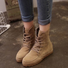Wanita Flat Ankle Motor Salju Boots Perempuan Suede Kulit Lace-Up Boot KH/35