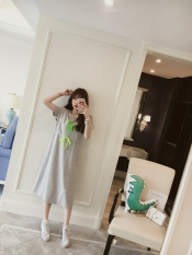 Wanita Hamil Gaun Tidur Terlihat Langsing Baju Menyusui Baju Menyusui (Abu-abu Terang)