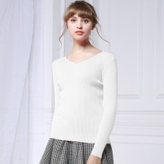 Wanita Hamil Kemeja Rajut Sweater On Atasan (Putih)