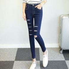Celana Panjang Wanita Lee Jeans Celana Pensil Musim Semi atau Musim Panas (Angkatan Laut Biru)