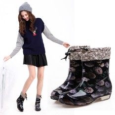 2019 sepatu boots hujan wanita Sedang Penghangat sepatu bot hujan Anti Selip Tambah beludru model wanita sepatu anti air Pendek Sepatu karet dewasa sepatu anti air sepatu overshoes