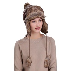 Wanita Hangat Musim Dingin Topi dengan Telinga Flaps Salju Ski Tebal Rajutan Wol Beanie Topi Topi-Intl