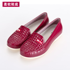 Warrior Pendek Dewasa Non-slip Tahan Udara Sepatu Karet Sepatu Bot Hujan (Merah Marun (Lembut Bawah))