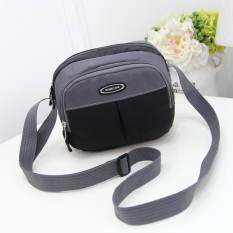 Tas Bahu Dengan Satu Tali Tas Kain Oxford Tahan Air Tas Kecil Handphone Selempang (Piring horisontal hitam)
