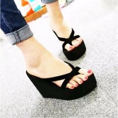 Wedges Flip Flop Spon Marlee YD-03 Hitam