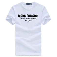 Weiliang Bekerja untuk Allah Manfaatnya Besar Pria Modis Katun Pendek Kaos Putih-Internasional
