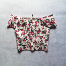 Gaya Barat Tanaman Atasan Wanita Baju Balutan Jadul Tops Seksi V Leher Rompi Lebar-Intl