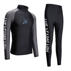 Wetsuit Men For Surfing Two Piece Scuba Diving Long Sleeve Sun Protection-Black
