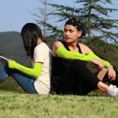 Roda Hingga Sunscreen Bersepeda Lengan Lengan Bernapas Polos Sehelai Kain Di Atas Lengan untuk Mengendarai Hijau-Internasional