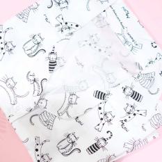 White Cat Pajamas 3 in 1 baju tidur, celana panjang, celana pendek piyama katun motif