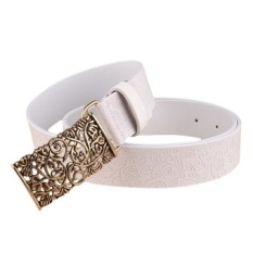 Putih Berkualitas 1 PC Fashion Wanita Sabuk Kulit Vintagebelt Ikat Pinggang Semua Cocok untuk Wanita Sabuk Logam Vintage Ikat Pinggang Ukir-Intl