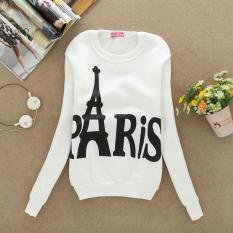 WHITE Hot Penjualan Musim Semi Musim Gugur Wanita Hoodies Casual PARIS Dicetak Olahraga Sweatshirt Pullover Candy Jaket Mantel Pakaian Bersepeda Tops-Intl