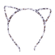 Whyus-tahan Chic Women Girl Hollow Cat Ears Headband Hair Hoop Aksesoris (Leopard Grey)-Intl