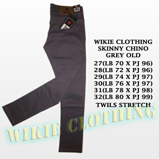 WIKIE CLOTHING 99 - Celana Panjang Chino/Chinos/Cino Pria/Cowok - Krem(Cream)/Abu(Grey)/Hitam(Black) Murah UK 27-32   