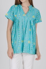 WINGGO Blouse Batik Blus Jumputan Pastel Green