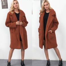 Mantel Musim Dingin Wanita Jaket Panjang Hangat Parka Outwear Ladies Mantel Coklat/L-Intl