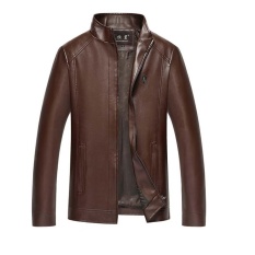 Musim Dingin Mode Pria Motor Jaket Kulit PU Outdoor Dewasa Hangat Mantel-Intl