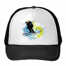 Olahraga Musim Dingin Atlet Disinkronkan Ski Olahraga Watercolor Sketsa Ilustrasi Trucker Topi Bisbol Topi Nylon Mesh Topi Keren Anak Topi Yang Dapat Cap-Intl