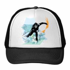 Olahraga Musim Dingin Speed Skating Male Atlet Olahraga Skate Watercolor Sketsa Trucker Topi Bisbol Topi Nylon Mesh Topi Keren Anak Topi Adjustable Cap-Intl