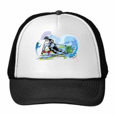 Winter Sport Synchronized Skiing Athletes Sports Freestyle Skiing Watercolor Sketch Trucker Hat Baseball Cap Nylon Mesh Hat Cool Children Hat Adjustable Cap