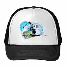 Olahraga Musim Dingin Disinkronkan Ski Olahraga Atlet Freestyle Ski Watercolor Sketsa Ilustrasi Trucker Topi Bisbol Topi Nylon Mesh Topi Keren Anak Hat Adjustable Cap-Intl