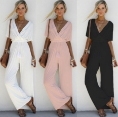 Wanita Eropa Modis Seksi Leher-v Jumpsuit Wanita Jumpsuit 2017 (Hitam Hitam) Baju Wanita Gaun Wanita Gaun Wanita