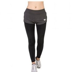 Wanita Gym Yoga Sport Long Pants Ladies Outdoor Menjalankan Fitness Celana Panjang Olahraga Palsu Dua Potong-Intl