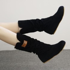 Wanita Lutut Tinggi Bot Datar Heel Nubuck Boot Motor Musim Gugur Musim Dingin-Internasional