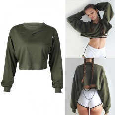 Wanita Batwing Lengan Midriff-Baring Shirt Crop Top Cropped Loans Blus (XL)-Intl