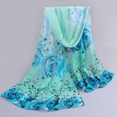 Pola Mawar Wanita Cantik Sifon Selendang Bungkus Bungkus Syal Scarves Bu-Internasional