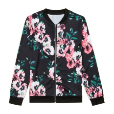 Jaket Bomber wanita bermotif bunga Camo untuk berkendara - intl