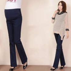 Kasual Wanita Hamil Pakaian Pant Adjustable Sabuk Maternitas Cotton Wide Leg Bell-bottomed Celana untuk Wanita Muslim Celana-Intl