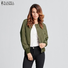 Wanita Mantel Panjang Jaket Bomber Mantel Musim Dingin Kerah Berdiri Kasual Pilot Manset Rajutan Rusuk Lengan Pakaian Plus Ukuran (hijau Tentara) -Internasional