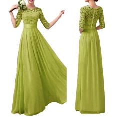 Gaun Renda untuk WANITA Bahan Sifon Lengan Setengah Slim Maxi Panjang Gaun Princess Elegan Cocok untuk Pesta Malam One-Piece-Intl
