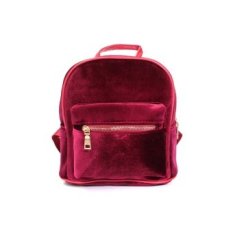 Wanita Fashion Cute Ransel Laptop Beludru A Kasual Retro Backapck Solid Flanel Girls Mochila Ritsleting Kecil Tas Merah-Intl