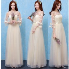 Wanita Fashion Elegan Pernikahan Gaun Pengiring Pengantin Evening Party Maxi Bodycon Gaun (87 Champagne)-Intl