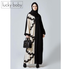 Women Fashion Muslim Wear Dresses Jumpsuits Long Sleeve Dress Arab Abaya Islamic Clothing Stripe Outwear Arabic Casual Wearing Lace Maxi Dress Color Size M/L - intl