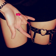 Women Fashion Sexy Studded Heart Garters Rivet Punk Goth Harajuku Style Garter Belt Leg Ring for Women,Adjustable Size - intl