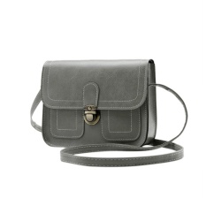 Women Fashion Shoulder Bag Square Vintage PU Leather Solid Color Handbag Satchel Color:Grey