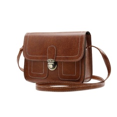 Women Fashion Shoulder Bag Square Vintage PU Leather Solid Color Handbag Satchel Color:Light brown