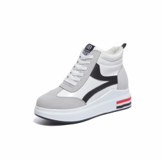 Wanita Fashion Kets Menambahkan Kapas Olahraga Sepatu Casual Wedge Tersembunyi Tinggi Tumit Sepatu-Intl