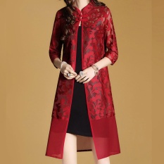 Fashion Wanita Vintage Gaya Dua Set Gaun Pesta Gaun Malam Ladies Bunga-Internasional